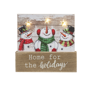 Light Up Snowman Plaque - Home For The Holidays