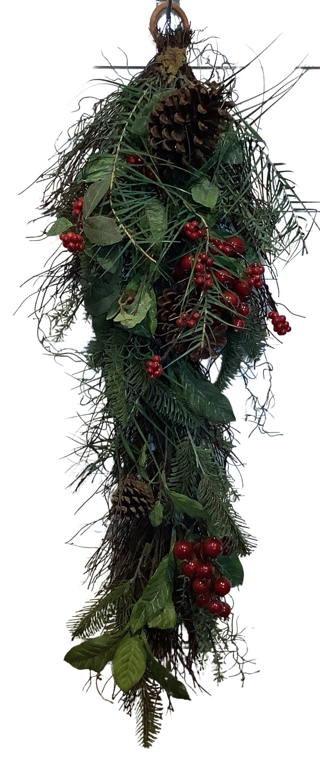 Greenery Wall Decor with Pine Cones/Red Berries 31