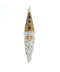 Jeweled White and Gold Santa Head Ornament