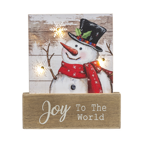 Light Up Snowman Plaque - Joy To The World