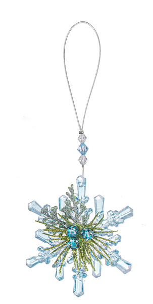 Winter Blue Ice Teeny Snowflake Ornament 2.5