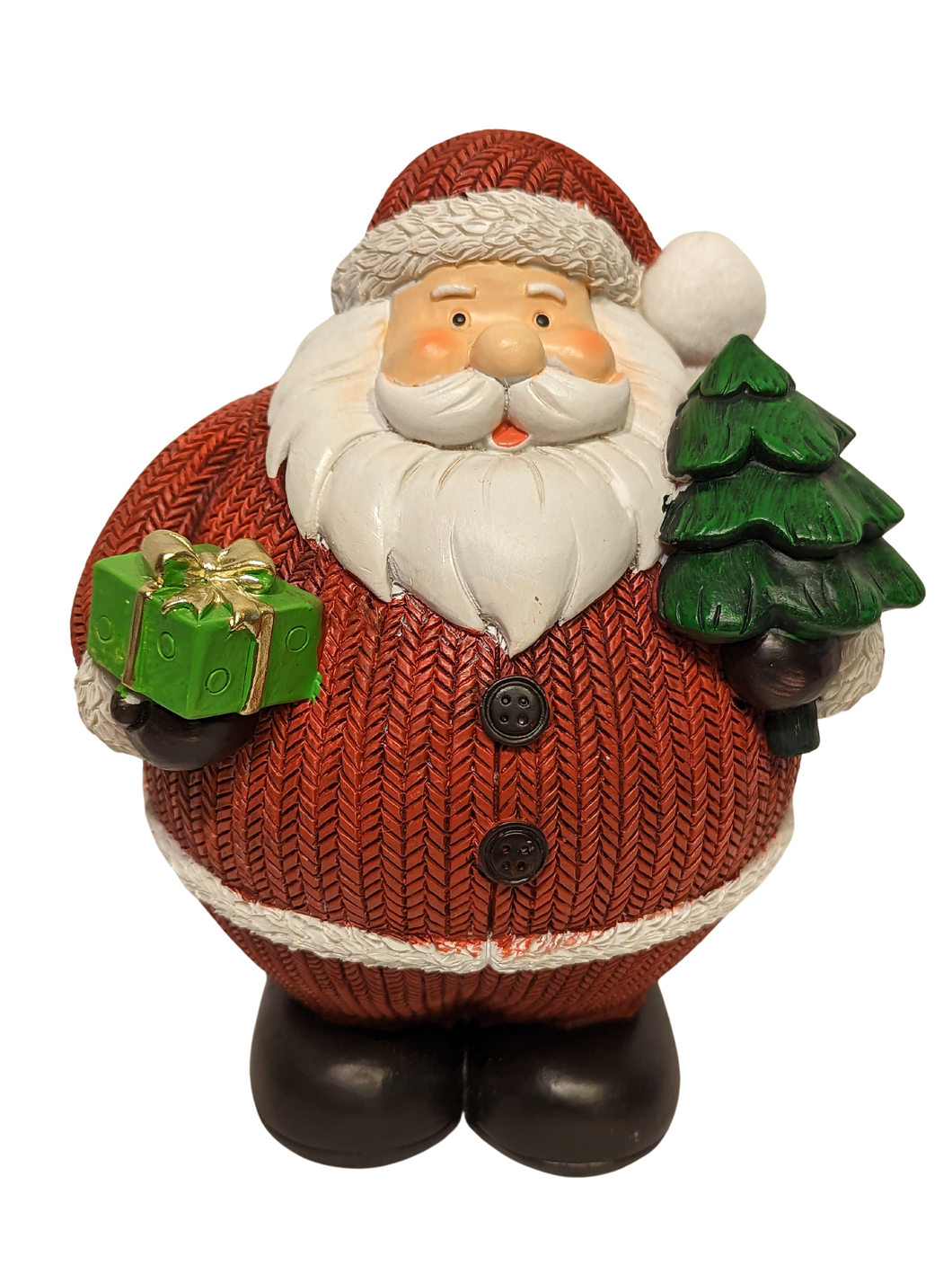 Large Santa Figurine Holding A Christmas Tree & a Christmas Gift