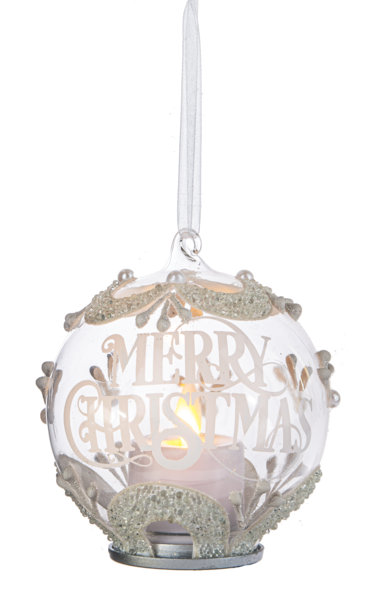 Luxury Lite Led Ornament with Flickering Candle - Merry Christmas