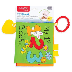 Soft Cloth Baby Book with Teether & Crinkle Pages -My First 123 Book