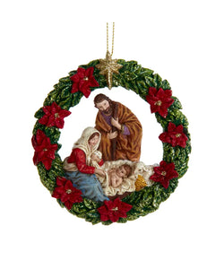 Nativity Wreath Ornament with Gold Star
