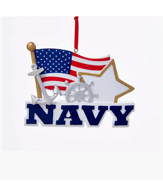 Navy American Flag Ornament