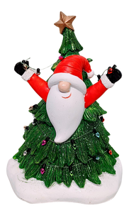 Christmas Tree Figurine with Lights & a Gnome Santa or Christmas Tree with Presents & Gnome Santa