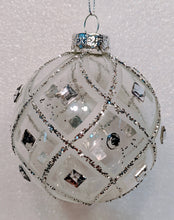 Load image into Gallery viewer, Jeweled Clear and White Feather Glass Ball Ornament Assortment
