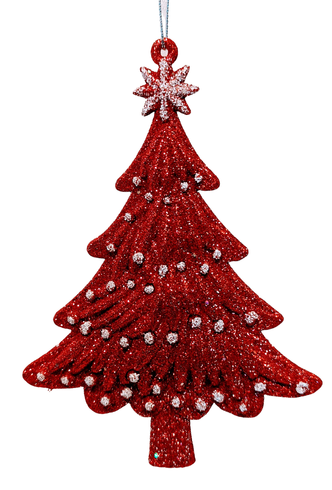 Red and White Glittered Tree Ornaments with Snow Assortment