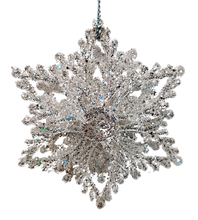 Load image into Gallery viewer, Glittered Snowflake Ornament Light or Dark Platinum Assortment
