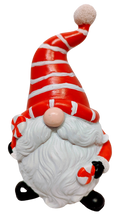 Load image into Gallery viewer, Happy Holidays Red/White Santa Gnome Figurine Holding Peppermint Candy or Christmas Gift
