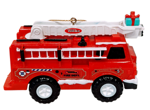 Tonka Fire Truck Ornament with Christmas Wreath on Front & Christmas Gift on Ladder