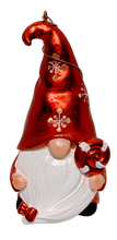 Load image into Gallery viewer, Light Up Red Snowflake Gnome Holding a Christmas Gift or Candy

