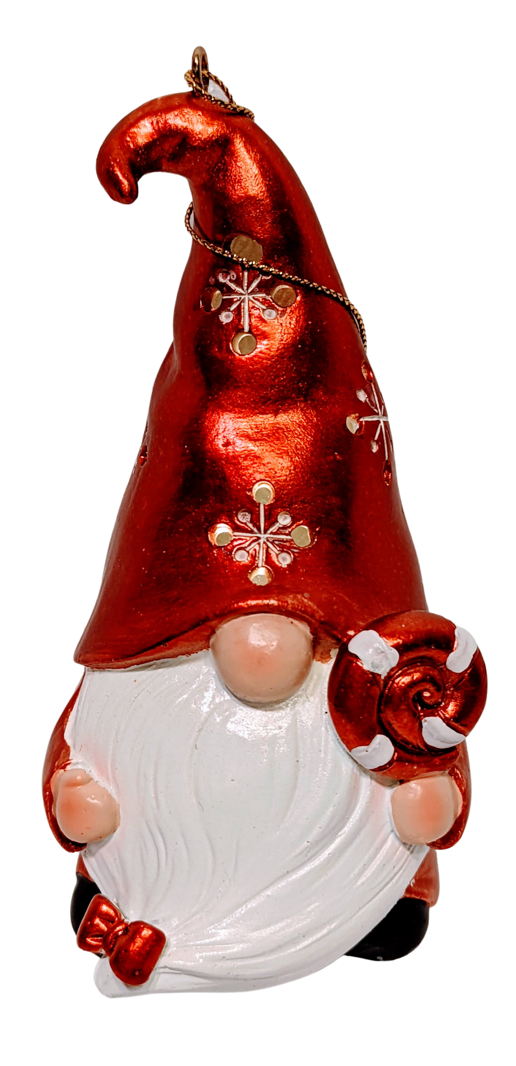 Light Up Red Snowflake Gnome Holding a Christmas Gift or Candy