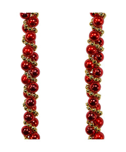 Red & Gold Bead Twisted Garland 9 ft
