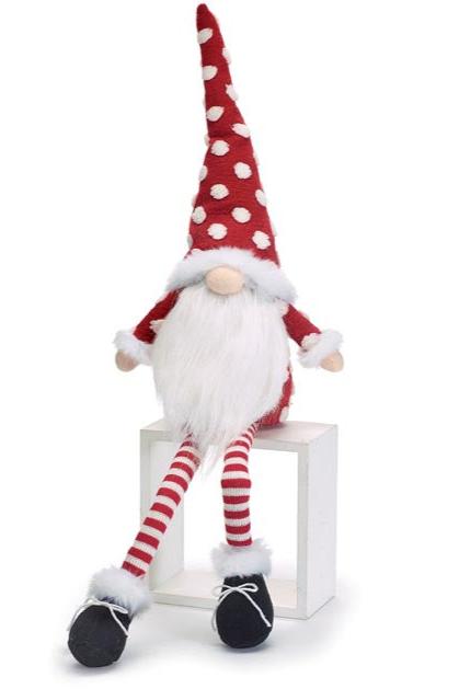 Plush Gnome Shelf Sitter with Red & White Polka Dots