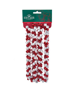 Red and White Metal Bell Garland  6 ft