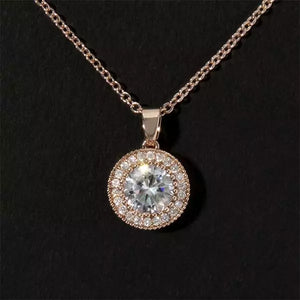 Ladies Rose Gold Halo Necklace