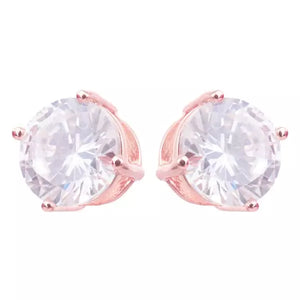 Ladies Rose Gold Cubic Zirconia Stud Earrings