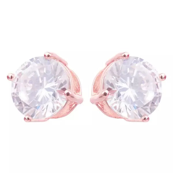 Ladies Rose Gold Cubic Zirconia Stud Earrings