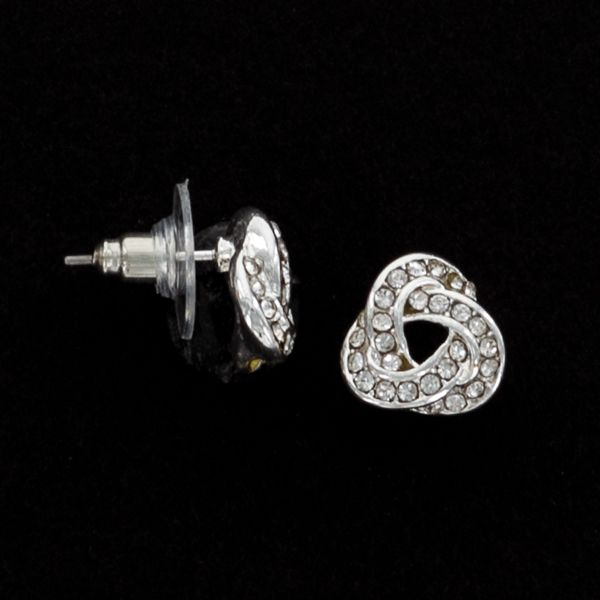 Ladies Silver Pave Love Knot Earrings