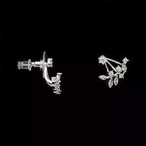 Ladies Silver Drop Vine Stud Earrings