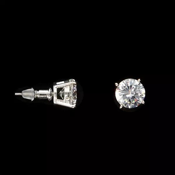 Ladies Silver Cubic Zirconia Stud Earrings