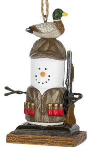 Smore Duck Hunter Ornament with Duck on His Hat 3"
