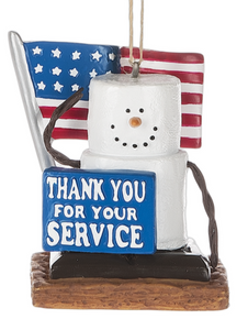 Smores Military Ornament- Thank You For Your Service- 3"x2" Resin