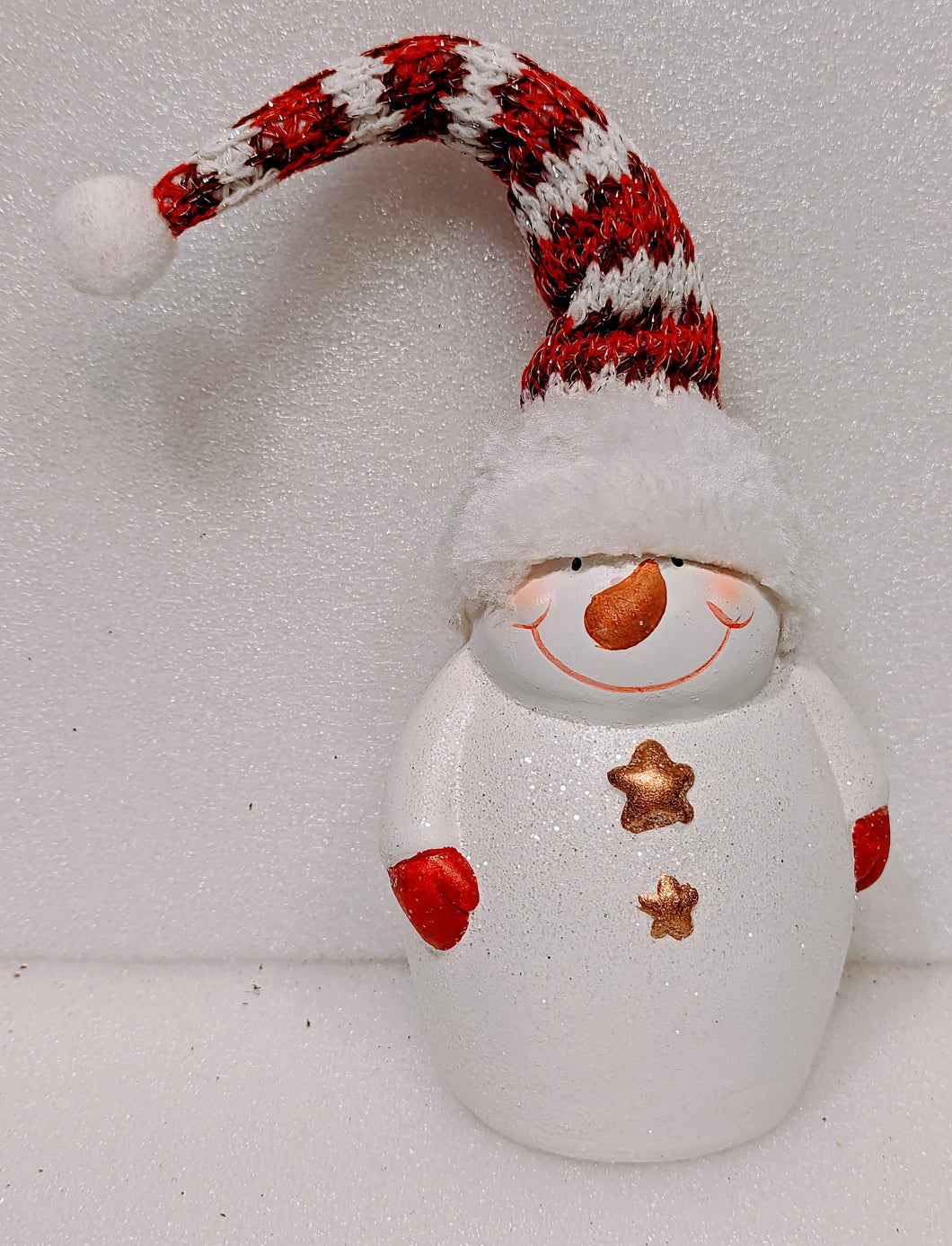 Snowman Figurine with Red/White Hat