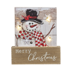 Light Up Snowman Plaque - Merry Christmas