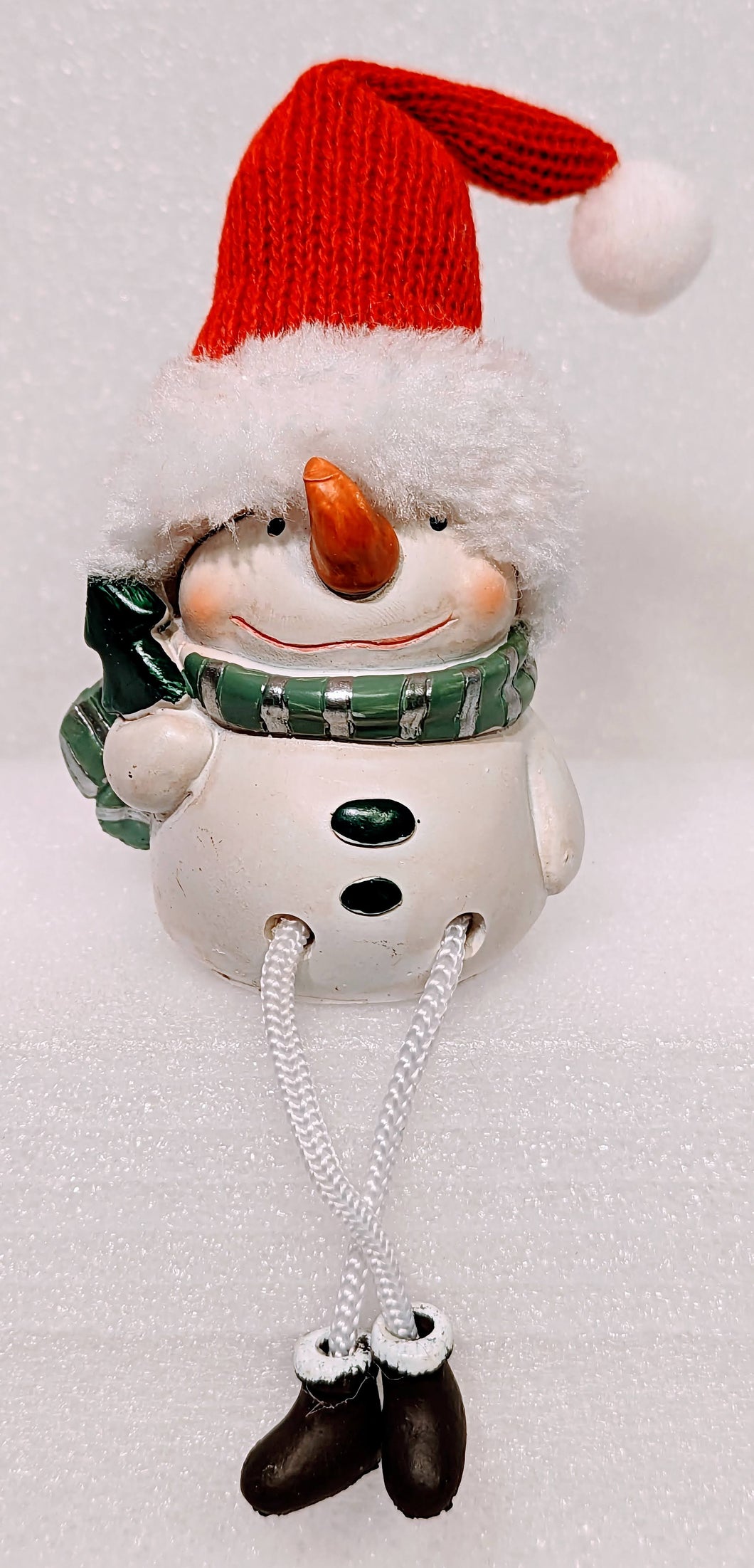 Merry Snowman Shelf Sitter Holding Christmas Tree
