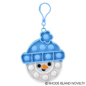 Snowman with Blue Hat 4.25" Glitter Snowman Bubble Popper Clip On
