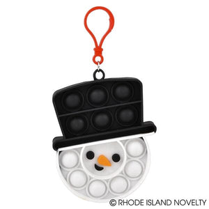 Snowman with Black Hat 4.25" Glitter Snowman Bubble Popper Clip On