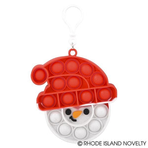 Snowman with Red Hat 4.25" Glitter Snowman Bubble Popper Clip On