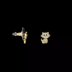 Ladies Gold Swivel Cat Earrings