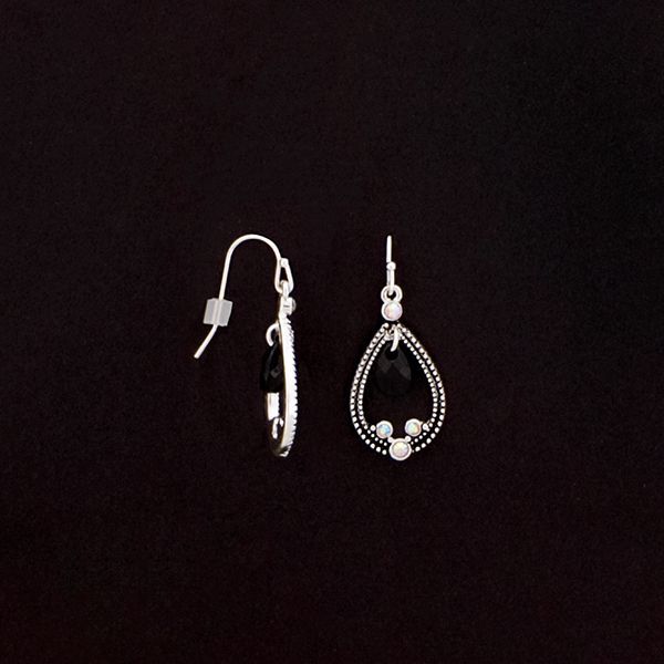 Ladies Silver Teardrop Earrings with Crystals