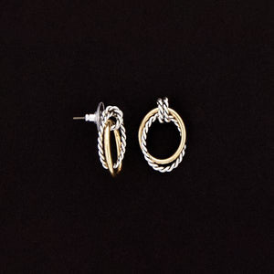 Ladies Gold & Silver Two Tone Loop Earrings