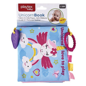 Unicorn Soft Cloth Baby Crinkle Book with Teether