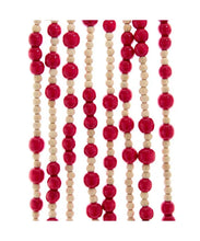 Load image into Gallery viewer, Natural &amp; Red Wooden Bead Garland  9 ft
